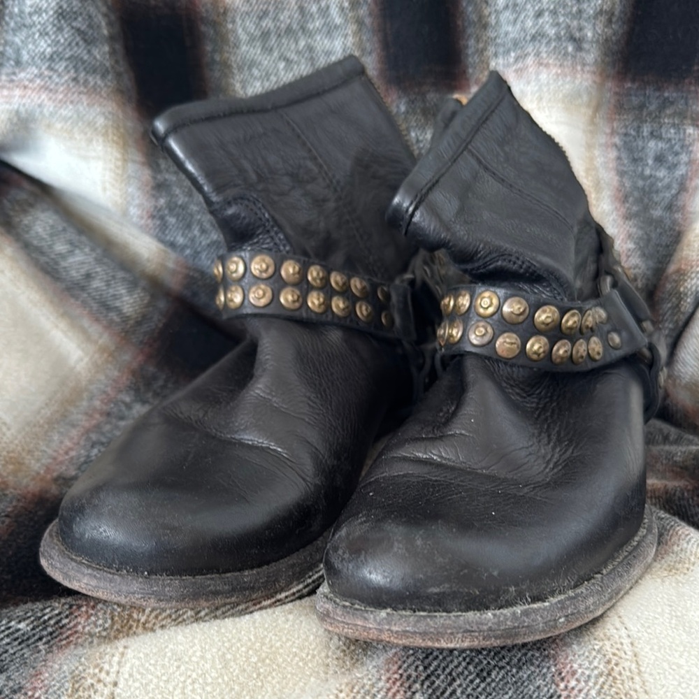 Black Leather Studded Boots